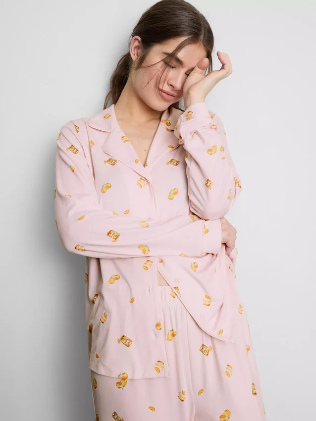 Pijamale tip „boyfriend” cu imprimeu Pijamale tip „boyfriend” cu imprimeu