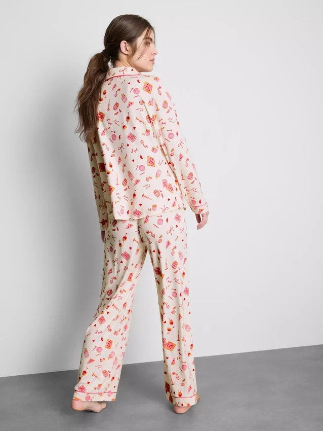 Pijamale tip „boyfriend” cu imprimeu Pijamale tip „boyfriend” cu imprimeu