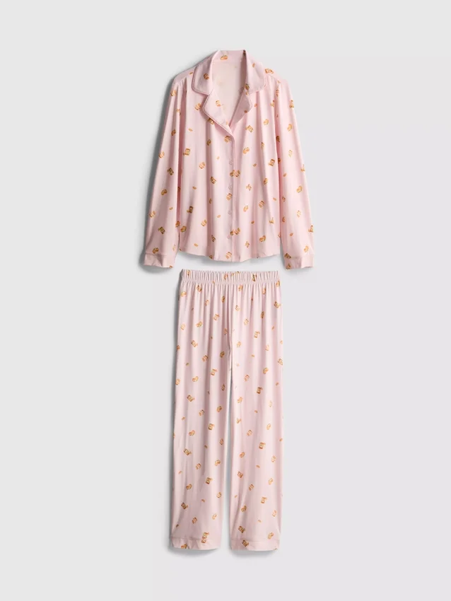 Pijamale tip „boyfriend” cu imprimeu Pijamale tip „boyfriend” cu imprimeu