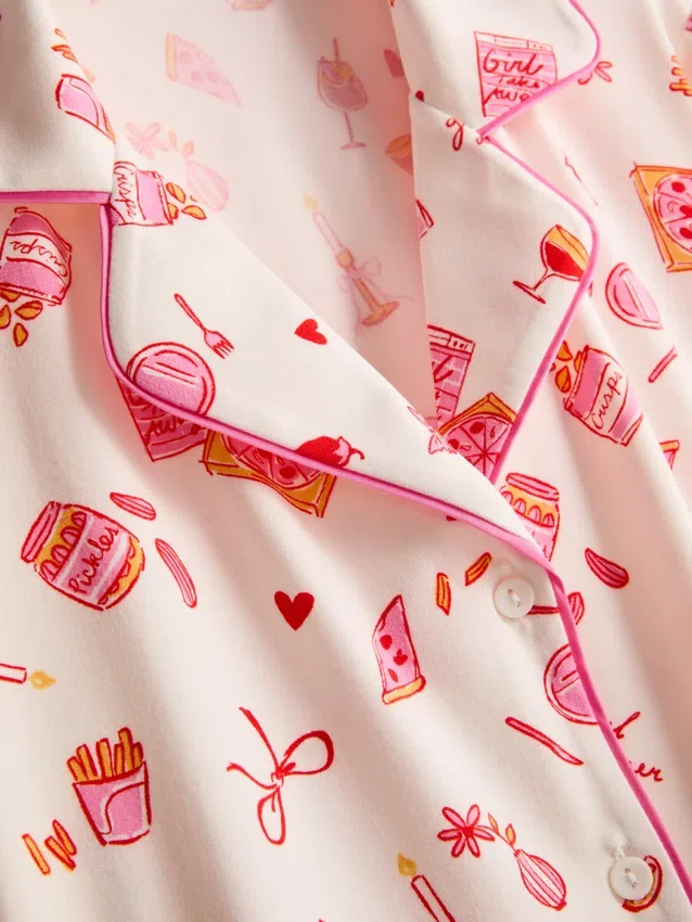 Pijamale tip „boyfriend” cu imprimeu Pijamale tip „boyfriend” cu imprimeu