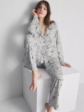 Pijamale tip „boyfriend” cu imprimeu Snoopy