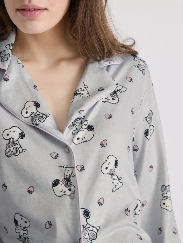 Pijamale tip „boyfriend” cu imprimeu Snoopy Pijamale tip „boyfriend” cu imprimeu Snoopy