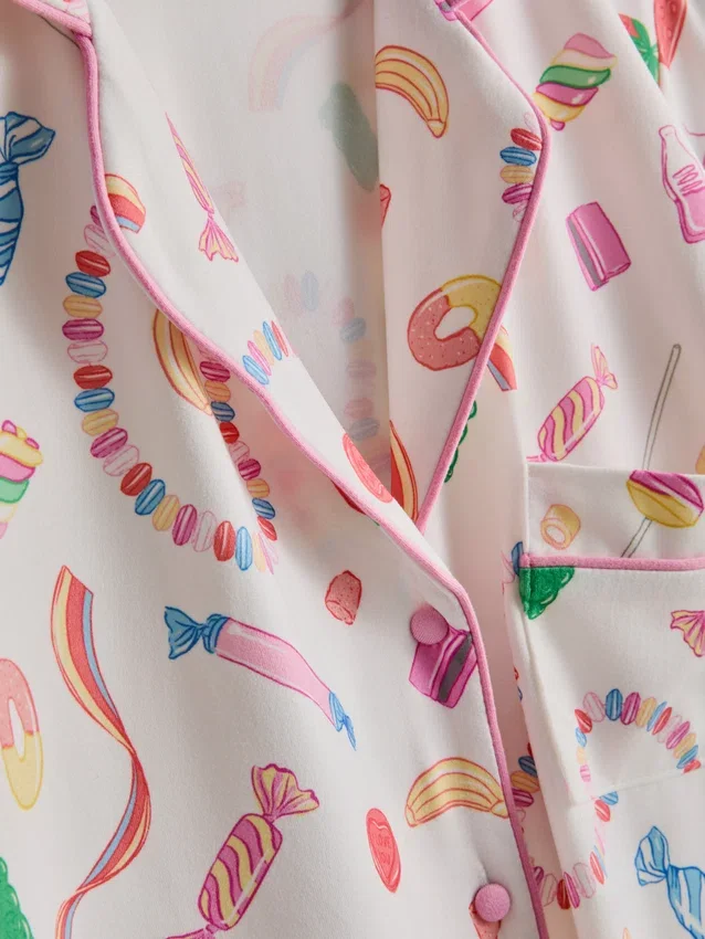 Pijamale tip „boyfriend” cu imprimeu „Sweet treat” Pijamale tip „boyfriend” cu imprimeu „Sweet treat”