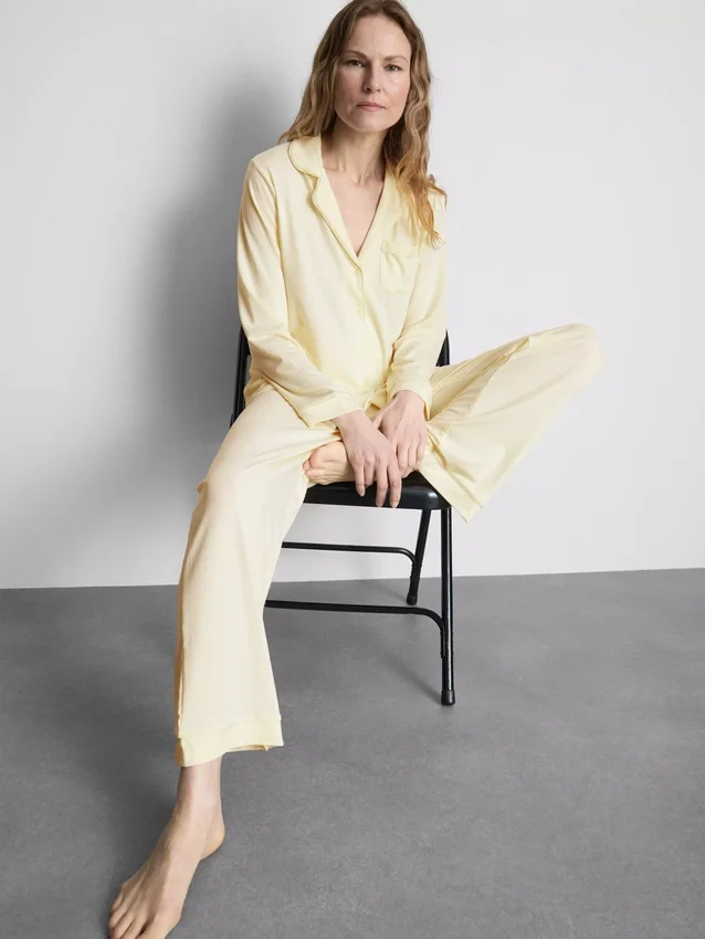 Pijamale tip „boyfriend” din tricot jersey Pijamale tip „boyfriend” din tricot jersey