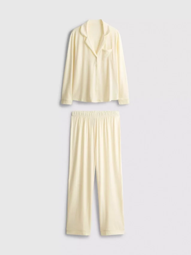 Pijamale tip „boyfriend” din tricot jersey Pijamale tip „boyfriend” din tricot jersey