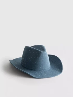 Pălărie de cowboy din denim cu ținte