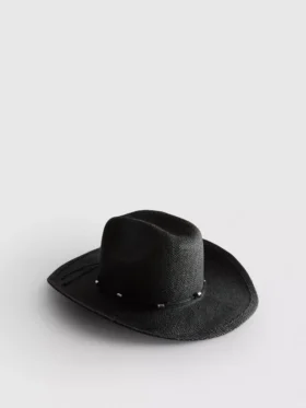 Pălărie de cowboy din paie cu bordură