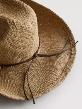 Pălărie de cowboy din paie cu bordură Pălărie de cowboy din paie cu bordură