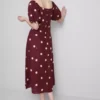 Rochia midi din in cu mâneci bufante Rochia midi din in cu mâneci bufante