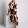 Rochie-cămașă midi cu mâneci scurte Rochie-cămașă midi cu mâneci scurte