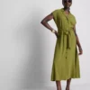 Rochie-cămașă midi cu mâneci scurte Rochie-cămașă midi cu mâneci scurte