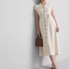 Rochie-cămașă midi cu mâneci scurte Rochie-cămașă midi cu mâneci scurte