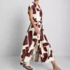 Rochie-cămașă midi cu mâneci scurte Rochie-cămașă midi cu mâneci scurte