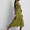 Rochie-cămașă midi cu mâneci scurte Rochie-cămașă midi cu mâneci scurte