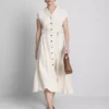 Rochie-cămașă midi cu mâneci scurte Rochie-cămașă midi cu mâneci scurte