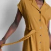 Rochie-cămașă midi cu mâneci scurte Rochie-cămașă midi cu mâneci scurte