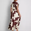 Rochie-cămașă midi cu mâneci scurte Rochie-cămașă midi cu mâneci scurte
