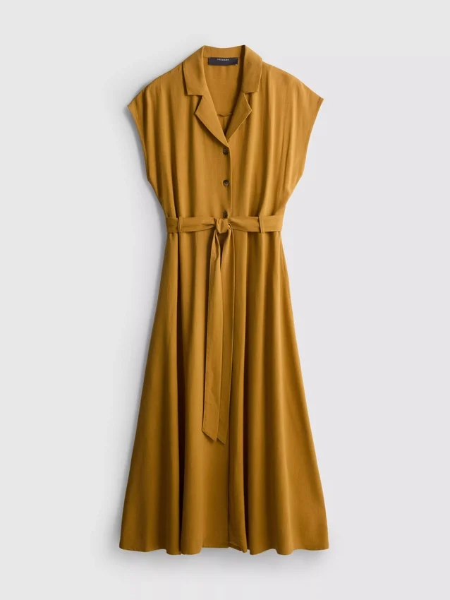 Rochie-cămașă midi cu mâneci scurte Rochie-cămașă midi cu mâneci scurte