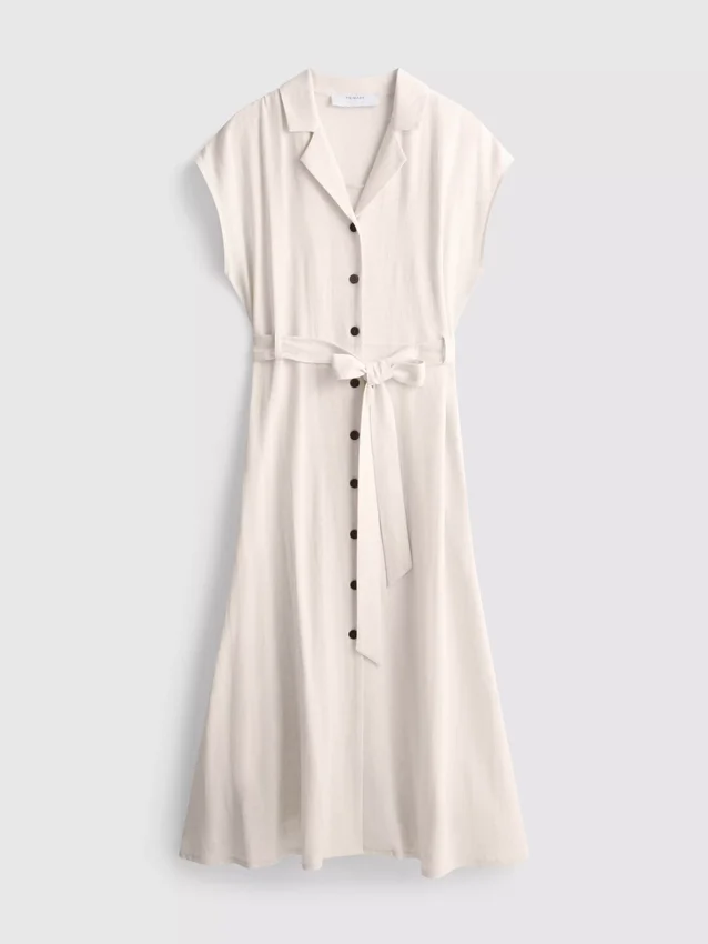 Rochie-cămașă midi cu mâneci scurte Rochie-cămașă midi cu mâneci scurte