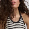 Rochie halter tricotată cu dungi Rochie halter tricotată cu dungi