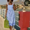 Rochie maxi cu dungi brodate Rochie maxi cu dungi brodate