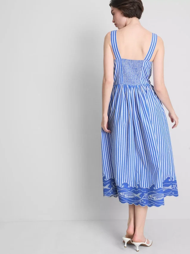 Rochie maxi cu dungi brodate Rochie maxi cu dungi brodate