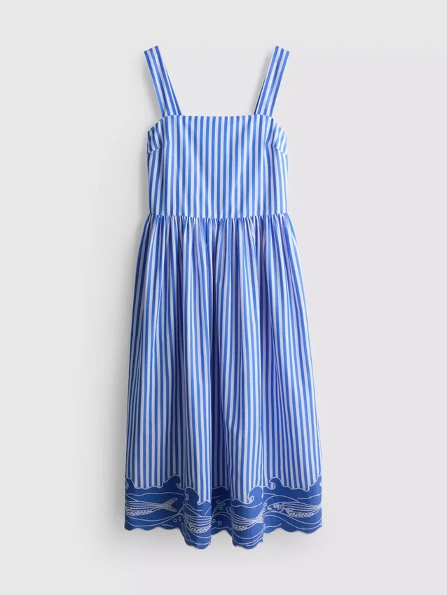 Rochie maxi cu dungi brodate Rochie maxi cu dungi brodate