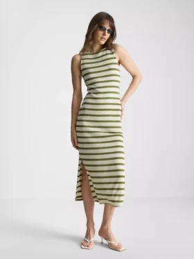 Rochie midi-ax fără mâneci, mulată, de la Paula Echevarría