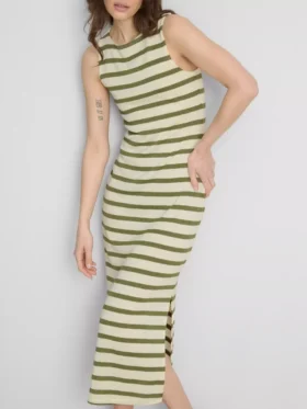 Rochie midi-ax fără mâneci, mulată, de la Paula Echevarría