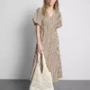 Rochie midi cu dungi și mâneci bufante Rochie midi cu dungi și mâneci bufante