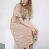 Rochie midi cu dungi și mâneci bufante Rochie midi cu dungi și mâneci bufante