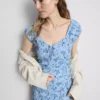 Rochie midi cu efect de șifonare, cu decolteu în formă de inimă Rochie midi cu efect de șifonare, cu decolteu în formă de inimă