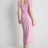 Rochie midi cu efect de șifonare, cu decolteu în formă de inimă