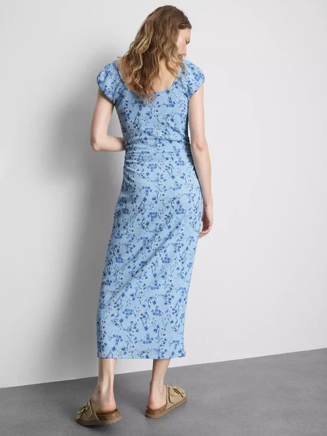 Rochie midi cu efect de șifonare, cu decolteu în formă de inimă Rochie midi cu efect de șifonare, cu decolteu în formă de inimă