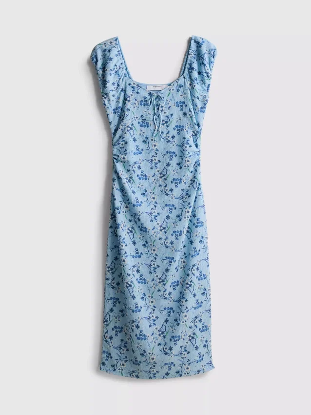 Rochie midi cu efect de șifonare, cu decolteu în formă de inimă Rochie midi cu efect de șifonare, cu decolteu în formă de inimă
