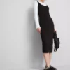 Rochie midi cu guler pătrat, ca o a doua piele Rochie midi cu guler pătrat, ca o a doua piele