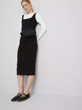 Rochie midi cu guler pătrat, ca o a doua piele