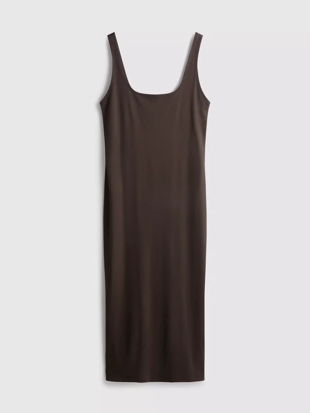 Rochie midi cu guler pătrat, ca o a doua piele Rochie midi cu guler pătrat, ca o a doua piele