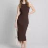 Rochie midi cu sutien încorporat, cu nervuri Rochie midi cu sutien încorporat, cu nervuri