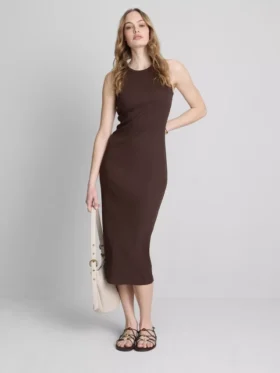 Rochie midi cu sutien încorporat, cu nervuri