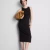 Rochie midi cu sutien încorporat, cu nervuri Rochie midi cu sutien încorporat, cu nervuri