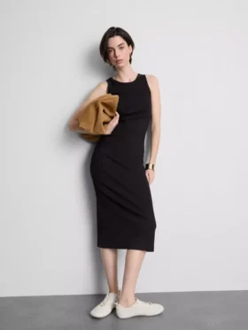 Rochie midi cu sutien încorporat, cu nervuri