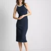 Rochie midi cu sutien încorporat, cu nervuri Rochie midi cu sutien încorporat, cu nervuri