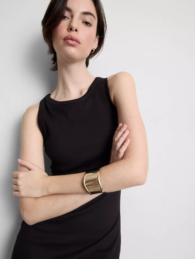 Rochie midi cu sutien încorporat, cu nervuri Rochie midi cu sutien încorporat, cu nervuri