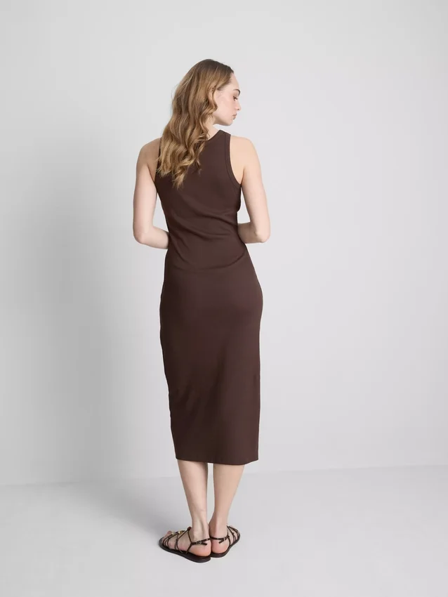 Rochie midi cu sutien încorporat, cu nervuri Rochie midi cu sutien încorporat, cu nervuri
