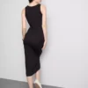 Rochie midi cu sutien încorporat, cu nervuri Rochie midi cu sutien încorporat, cu nervuri