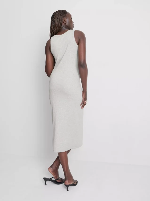 Rochie midi cu sutien încorporat, cu nervuri Rochie midi cu sutien încorporat, cu nervuri