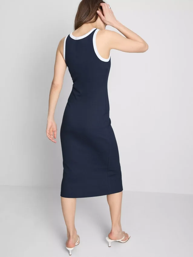 Rochie midi cu sutien încorporat, cu nervuri Rochie midi cu sutien încorporat, cu nervuri
