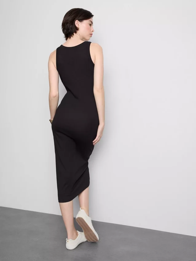 Rochie midi cu sutien încorporat, cu nervuri Rochie midi cu sutien încorporat, cu nervuri