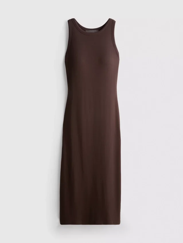 Rochie midi cu sutien încorporat, cu nervuri Rochie midi cu sutien încorporat, cu nervuri